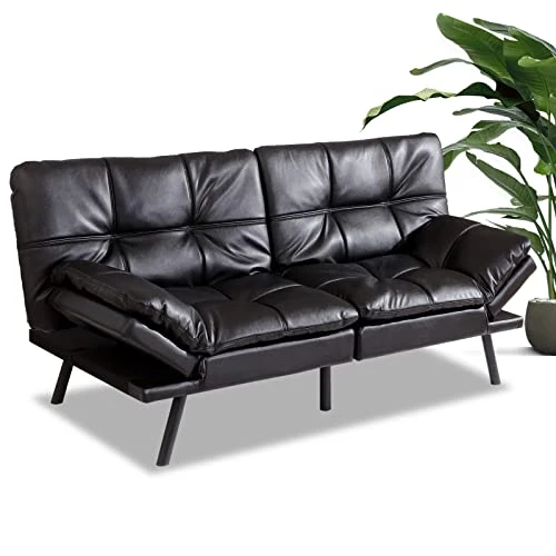 MUUEGM Futon Sofa Bed,Memory Foam Modern Convertible Couch Bed,Folding Futon Sleeper Couch With Compact Living Space,Apartment,Dorm,Bonus Room,71" D X 33" W X 31.5" H,Black 1 MUUEGM Futon Sofa Bed,Memory Foam Modern Convertible Couch Bed,Folding Futon Sleeper Couch With Compact Living Space,Apartment,Dorm,Bonus Room,71" D X 33" W X 31.5" H,Black