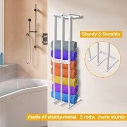 Bathroom Towel Rack New Upgrade 3 Bar Towel Holder For Rolled Towels, Wall Mounted Towel-Rack Storage For Folded Large Towel Washcloths, White -Songmics Furniture Shop 41wCDNvsk2L