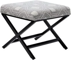 Homepop Home Decor | Modern Square Ottoman With Metal X Base | Ottoman For Living Room & Bedroom | Decorative Home Furniture (Tan And Cream Awning Stripe) -Songmics Furniture Shop 41wFdoh9fnL. AC