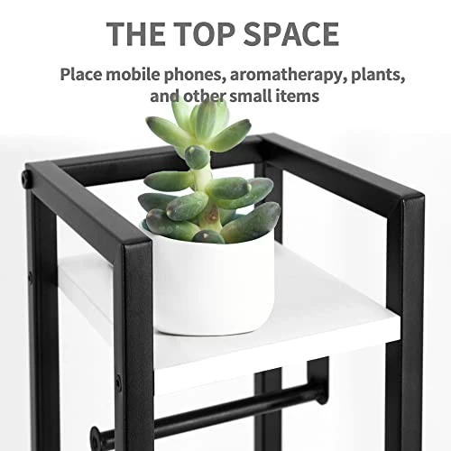 SUNTAGE Small Bathroom Storage Cabinet, Narrow Side Bathroom Organizer W/Toilet Paper Roll Holder And Metal Frame, Slim Toilet Paper Storage Cabinet For Bathroom, White 3 SUNTAGE Small Bathroom Storage Cabinet, Narrow Side Bathroom Organizer W/Toilet Paper Roll Holder And Metal Frame, Slim Toilet Paper Storage Cabinet For Bathroom, White - Image 3