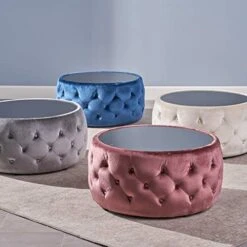 Christopher Knight Home Ivy Glam Velvet And Tempered Glass Coffee Table Ottoman, Smoke, Black -Songmics Furniture Shop 41wJ1PDbWvL