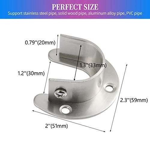 Creatyi Heavy Duty Stainless Steel Closet Rod Brackets Closet Shower Rod Bracket Closet Rod Holders Closet Pole Sockets Closet Rod Supports For 1 1/4 Inch Rod (8 PCS, Silver) 3 Creatyi Heavy Duty Stainless Steel Closet Rod Brackets Closet Shower Rod Bracket Closet Rod Holders Closet Pole Sockets Closet Rod Supports For 1 1/4 Inch Rod (8 PCS, Silver) - Image 3