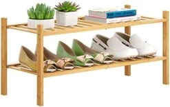 FILWH Bamboo Shoe Rack Stackable Shoe Shelf Storage Organizer For Unit Entryway Hallway And Closet Sturdy Freestanding Shoe Shelf Natural (3 Tier) -Songmics Furniture Shop 41wLyhscDEL. AC