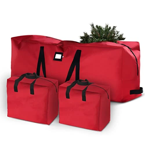 Zober 3-Pack Christmas Artificial Tree Storage Bag And Two Garland Bags; Holiday Tree Storage For Trees Up To 9 Ft, Includes Card Slot, Dual Zipper, And Carry Handles; Tearproof 600D Oxford Material 1 Zober 3-Pack Christmas Artificial Tree Storage Bag And Two Garland Bags; Holiday Tree Storage For Trees Up To 9 Ft, Includes Card Slot, Dual Zipper, And Carry Handles; Tearproof 600D Oxford Material
