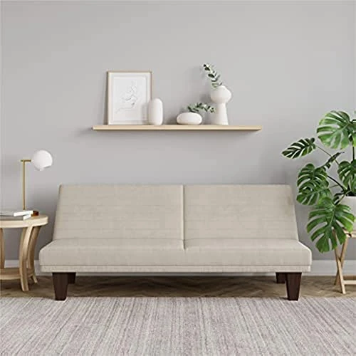 ZCMEB Convertible Futon Couch Bed With Microfiber Upholstery And Wood Legs - Tan 2 ZCMEB Convertible Futon Couch Bed With Microfiber Upholstery And Wood Legs - Tan - Image 2