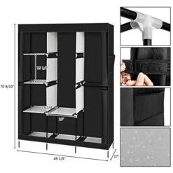 ZCWYP Portable Closet Wardrobe Non-Woven Fabric Clothes Closet Storage Organizer With Movable Hanging Rod And 8 Storage Shelves,with Zippered Dustproof Cover,49.2" W X 17" D X 70.9" H -Songmics Furniture Shop 41wSwmfMR7L