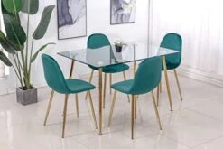 Pozbee Velvet Dining Chairs Set Of 4, Midcentury Modern Kitchen Chairs With Gold Chrome Legs, Elegant Dining Room Chairs (Dark Green) -Songmics Furniture Shop 41wTtnK2kuL