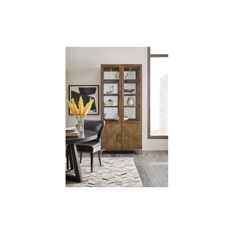 Hooker Furniture Chapman Veneers Glass And Metal Display Cabinet In Brown/White 3 Hooker Furniture Chapman Veneers Glass And Metal Display Cabinet In Brown/White - Image 3