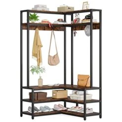 LITTLE TREE Entryway Hall Tree, Rustic Brown