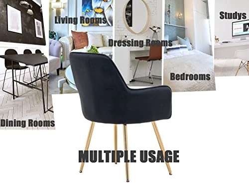 Altrobene Velvet Accent Chair, Home Office Desk Chair, Living Room Bedroom Arm Chair, Modern Dinging Chair, Girls Vanity Chair, Golden Finished, Black 5 Altrobene Velvet Accent Chair, Home Office Desk Chair, Living Room Bedroom Arm Chair, Modern Dinging Chair, Girls Vanity Chair, Golden Finished, Black - Image 5