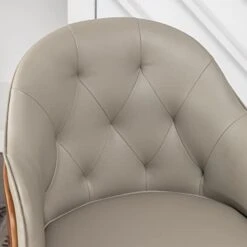 LUNLING Faux Leather Upholstered Chair Mid Century Modern Dining Chairs Gray With Walnut Wood Frame For Kitchen Dining Living Room Chairs（LightGray 1PCS）… -Songmics Furniture Shop 41waX5Na2fL