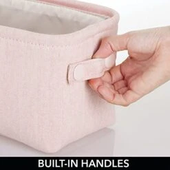 MDesign Narrow Fabric Storage Bin Basket With Handles For Bathroom Closet, Vanity, Cabinet, Cubby, Countertop, Small Slim Baskets For Towels, Toilet Tissue, Crane Collection, 2 Pack - Light Pink 9 MDesign Narrow Fabric Storage Bin Basket With Handles For Bathroom Closet, Vanity, Cabinet, Cubby, Countertop, Small Slim Baskets For Towels, Toilet Tissue, Crane Collection, 2 Pack - Light Pink -Songmics Furniture Shop 41waiIa5UoL