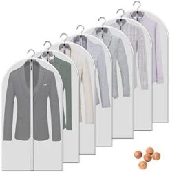 VOSIGREEN Hanging Garment Bags 7 Piece Set - 60 Inch Translucent Dust Proof Clothes Bag White Breathable Full Zipper Dust Cover For Suit Dance Costumes Gown Dress. 12 VOSIGREEN Hanging Garment Bags 7 Piece Set - 60 Inch Translucent Dust Proof Clothes Bag White Breathable Full Zipper Dust Cover For Suit Dance Costumes Gown Dress. -Songmics Furniture Shop 41wcD4K6GRL. AC