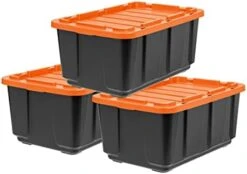 IRIS USA 27 Gallon Heavy-Duty Plastic Storage Tote With Lids, Storage Plastic Bin Organizer Container With Durable Lid, Black/Orange, 3 Pack -Songmics Furniture Shop 41wcjPrYv1L. AC