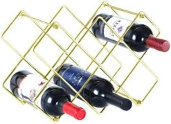 Buruis Countertop Wine Rack - 10 Bottle Wine Holder For Red White Wine Storage - Freestanding Metal Wine Rack - Small Tabletop Wine Rack - Modern Wine Bottle Holder - Silver -Songmics Furniture Shop 41wdSax67VL. AC