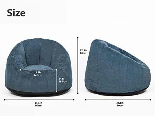 N&V Medium Bean Bag Chair, Adult Size Bean Bag Sack, Foam Filling, Includes Removable And Machine Washable Cover, 37in, Soft Faux Fur (Blue) 2 N&V Medium Bean Bag Chair, Adult Size Bean Bag Sack, Foam Filling, Includes Removable And Machine Washable Cover, 37in, Soft Faux Fur (Blue) - Image 2