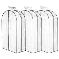 3 Pack Garment Bags For Hanging Clothes,12" Gusseted Large Capacity Garment Rack Cover,Clear Suit Bags For Closet Storage,Clothes Storage Bags With Zipper For Coat (40'' X 24'' X 12''~3pack)