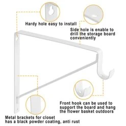 4Pack Closet Shelf Brackets, Heavy Duty Closet Rod & Shelf Brackets, 11 Inch Closet Brackets With Rod Holder, Hanger Pole Support Bracket For Clothes, Wall Mount Closet Rod Brackets With Screws-White -Songmics Furniture Shop 41wiCj61amL