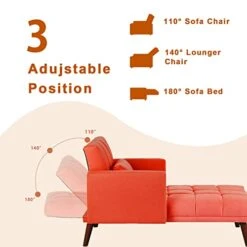 Lamerge Sleeper Sofa Chair Bed, 3-in-1 Convertible Chair Bed With Pillow,Adjustable Backrest Chaise Lounge Sleeper Couch Bed,Velvet Sofa Bed Reclining Chair For Apartment,Solid Wood Legs,Red -Songmics Furniture Shop 41wjo3Bv0uL