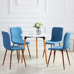 Dining Chairs Set Of 4 Dining Room Chairs Kitchen Chairs With Fabric Cushion Seat Back Outdoor Farmhouse Modern Upholstered Chair With Metal Legs, Create A Sweet And Cozy Eating Time With Family, Blue -Songmics Furniture Shop 41wmXCOEYeL