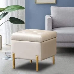 Andeworld Velvet Storage Bench, Modern Bedroom Bench, Upholstered Tufted Large Settee Ottoman With Storage Bench For Bedroom,Living Room,Entryway, Ivory -Songmics Furniture Shop 41wp8o283xL. AC
