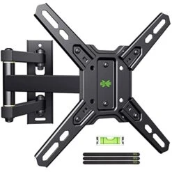USX MOUNT Full Motion TV Monitor Wall Mount For Most 13-42 Inch Flat Curved Screen TVs & Monitors Up To 55lbs, Single Stud TV Mount Bracket Articulating Arms Swivel Tilt Extension, Max VESA 200x200mm