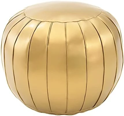 C COMFORTLAND Unstuffed Faux Leather Ottoman Pouf, Round Foot Rest Poof Ottomans, Floor Foot Stool Poufs, Bean Bag Chair Cover With Storage For Living Room, Bedroom, Or Wedding Gifts Orange 10 C COMFORTLAND Unstuffed Faux Leather Ottoman Pouf, Round Foot Rest Poof Ottomans, Floor Foot Stool Poufs, Bean Bag Chair Cover With Storage For Living Room, Bedroom, Or Wedding Gifts Orange - Image 10