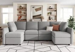 LINSY HOME Modular Sectional Sofa, Convertible U Shaped Sofa Couch With Storage, Memory Foam, Modular Sectionals With Ottomans, 6 Seat Sofa Set With Chaise For Living Room, Grey -Songmics Furniture Shop 41wrXRCy6rL. AC 1