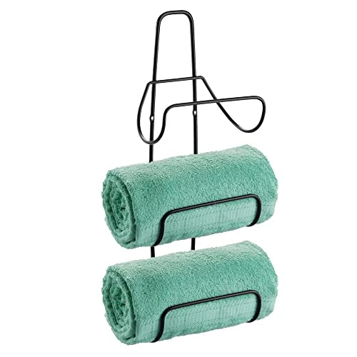 MDesign Metal Wall Mount 3 Level Bathroom Towel Rack Holder & Organizer - For Storage Of Washcloths, Hand Towels - Use In Guest, Master, Kid's Bathrooms - 2 Pack - Black 4 MDesign Metal Wall Mount 3 Level Bathroom Towel Rack Holder & Organizer - For Storage Of Washcloths, Hand Towels - Use In Guest, Master, Kid's Bathrooms - 2 Pack - Black - Image 4
