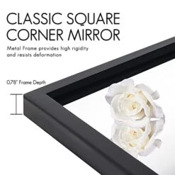 Rectangle Bathroom Mirror 20 X 28 Inch Rectangle Mirror Vertical Or Horizontal Hanging Black Metal Frame Decorative Rectangular Wall Mounted Mirrors For Bedroom Living Room Bathroom