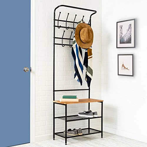Honey-Can-Do Entryway Storage Valet, 25.75" L X 12.25" W X 70.25" H, Black 2 Honey-Can-Do Entryway Storage Valet, 25.75" L X 12.25" W X 70.25" H, Black - Image 2
