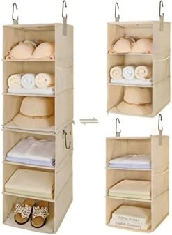 TOPIA HOME 6-Shelf Hanging Closet Organizer, Two Separable 3-Tier Thickened Fabric Hanging Closet Shelves With Mesh Pockets, Collapsible Closet Organizers And Storage Organization, Beige 11 TOPIA HOME 6-Shelf Hanging Closet Organizer, Two Separable 3-Tier Thickened Fabric Hanging Closet Shelves With Mesh Pockets, Collapsible Closet Organizers And Storage Organization, Beige -Songmics Furniture Shop 41x7zWR5 WL. AC