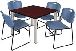 Kee 36" Square Breakroom Table- Cherry/ Black & 4 Zeng Stack Chairs- Black 20 Kee 36" Square Breakroom Table- Cherry/ Black & 4 Zeng Stack Chairs- Black -Songmics Furniture Shop 41x9aSLD1DL. AC