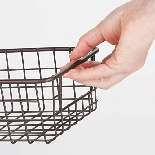 MDesign Shallow Metal Wire Basket For Storage Pantry - Kitchen Organization Basket With Handles - Bin Basket For Organizing Cabinets Or Countertop - Concerto Collection - 4 Pack - Bronze 4 MDesign Shallow Metal Wire Basket For Storage Pantry - Kitchen Organization Basket With Handles - Bin Basket For Organizing Cabinets Or Countertop - Concerto Collection - 4 Pack - Bronze - Image 4