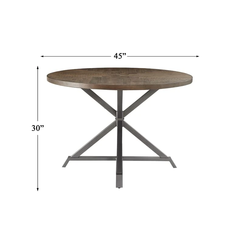Homelegance Fideo 45" Round Industrial Style Dining Table, Pine,Brown 5 Homelegance Fideo 45" Round Industrial Style Dining Table, Pine,Brown - Image 5