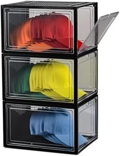 Starogegc Hat Organizer, 3Pack Clear Plastic Hat Storage With Magnetic Door, Stackable Hat Organizer Baseball Cap, Baseball Hat Storage, Hat Case, Cap Storage(X-Large)-Black&Clear 9 Starogegc Hat Organizer, 3Pack Clear Plastic Hat Storage With Magnetic Door, Stackable Hat Organizer Baseball Cap, Baseball Hat Storage, Hat Case, Cap Storage(X-Large)-Black&Clear -Songmics Furniture Shop 41xLo62ZHvL. AC