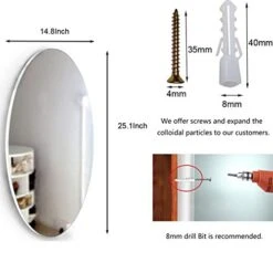Facilehome Oval Wall Mounted Mirror Dressing Mirror Frameless,Bedroom Or Bathroom Mirror,Horizontal Or Vertical(25.1" X 14.8" X 0.79") -Songmics Furniture Shop 41xLupBESOL