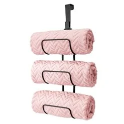 MDesign Modern Decorative Metal Wire Over Shower Door Towel Rack Holder Organizer - For Storage Of Bathroom Towels, Washcloths, Hand Towels - 3 Tiers - Black -Songmics Furniture Shop 41xTPzgELuL