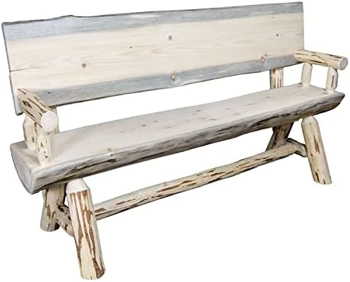 Montana Woodworks Montana Collection Half Log Bench With Back & Arms, Ready To Finish, 6 Foot 6 Montana Woodworks Montana Collection Half Log Bench With Back & Arms, Ready To Finish, 6 Foot - Image 6