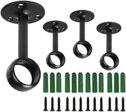 GENERIC Jimmus 8Pcs 1-1/4Inch Curtain Rod Ceiling-Mount Bracket, Curtain Rod Bracket Flange Closet Rod Holder Heavy Duty Stainless Steel Curtain Closet Rod Holder, Closet Pole End Supports Socket, Black -Songmics Furniture Shop 41xVpQNG7jS. AC