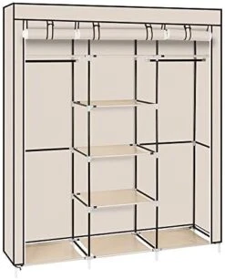 69"Portable Closet Wardrobe Storage Organizer Non-woven Fabric Cloth Storage Shelf With 9 Shelves & Movable Clothes Hanging Rod, Freestanding Wardrobe Armoire,Quick & Easy To Assemble (Brown) -Songmics Furniture Shop 41xYMTygMTL. AC