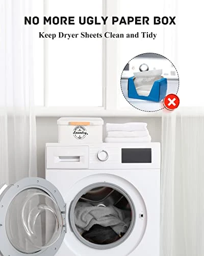 Dryer Sheet Holder With Hinged Lid For Laundry Room Organization. Metal Dryer Sheet Dispenser Container, Farmhouse Laundry Room Decor And Accessories For Dryer Sheets Holder, Cream 1 Dryer Sheet Holder With Hinged Lid For Laundry Room Organization. Metal Dryer Sheet Dispenser Container, Farmhouse Laundry Room Decor And Accessories For Dryer Sheets Holder, Cream