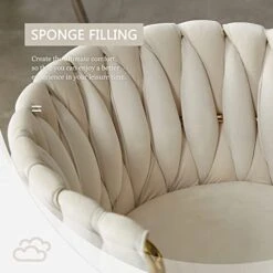 Tsuysi Velvet Dining Chairs Set Of 4, Modern Dining Chair With Golden Metal Legs, Woven Upholstered Dining Chairs For Dining Room, Kitchen, Vanity, Living Room (Beige) -Songmics Furniture Shop 41xgSoQX7aL