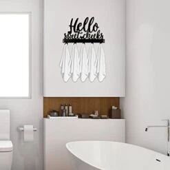 FLOWERHERD Towel Racks Holder For Bathroom - Black Rustic Iron Hello Sweet Cheeks Towel Holder Shower Door Hooks With Screws For Towel Bathroom Hanging Home Door Wall Decor -Songmics Furniture Shop 41xiivrjx8L