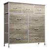 WLIVE 9-Drawer Dresser, Fabric Storage Tower For Bedroom, Hallway, Nursery, Closet, Tall Chest Organizer Unit With Fabric Bins, Steel Frame, Wood Top, Easy Pull Handle, Greige