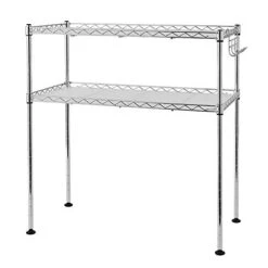 Guangshuohui 2 Tier Kitchen Microwave Oven Rack,Adjustable Kitchen Bakers Rack Shelf Microwave Oven Stand Storage Cart