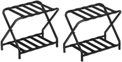 HOOBRO Folding Luggage Racks Set Of 2, Double Tiers Suitcase Stand For Guest Room, 27 X 15.3 X 22 Inches, Metal Luggage Holder With Shoe Shelf, Space Saving, Bedroom, Hotel, Black BK03XLP201G2 -Songmics Furniture Shop 41xm3Xxr6sL. AC