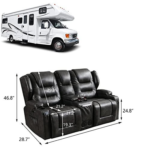 SAMERY Electric Power Recline Chair Loveseat RV Sofa With Console + Single Massage Recliner Chairs, Double Recliner 2-Seater RV Couch Home Theater Seating With USB Charging/Lighting/Cup Holders 6 SAMERY Electric Power Recline Chair Loveseat RV Sofa With Console + Single Massage Recliner Chairs, Double Recliner 2-Seater RV Couch Home Theater Seating With USB Charging/Lighting/Cup Holders - Image 6