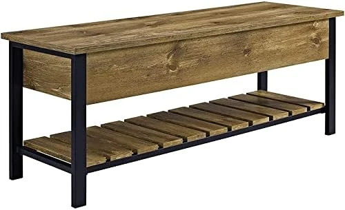 Walker Edison Julian Rustic Farmhouse Lift Top Entry Bench With Bottom Rack, 48 Inch, Barnwood 6 Walker Edison Julian Rustic Farmhouse Lift Top Entry Bench With Bottom Rack, 48 Inch, Barnwood - Image 6