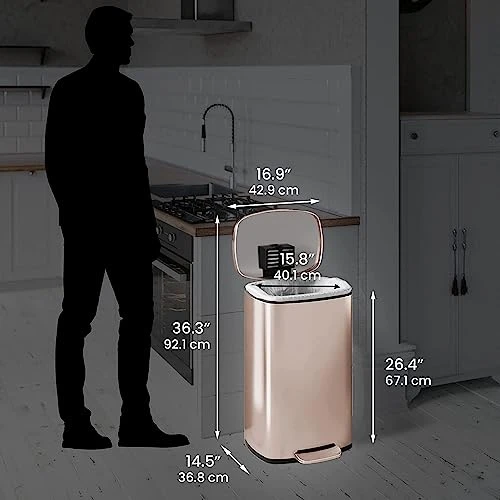 ITouchless SoftStep 13.2 Gallon Kitchen Step Trash Can With Odor Filter, 50 Liter Rose Gold Stainless Steel Pedal Garbage Bin For Home, Office, Business, Silent And Gentle Lid Open And Close, 13 Gal 5 ITouchless SoftStep 13.2 Gallon Kitchen Step Trash Can With Odor Filter, 50 Liter Rose Gold Stainless Steel Pedal Garbage Bin For Home, Office, Business, Silent And Gentle Lid Open And Close, 13 Gal - Image 5